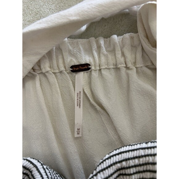 Free People Womens Medium Smocked Jumpsuit Boho Jogger Tie Waist Strappy Relaxed - Picture 13 of 14